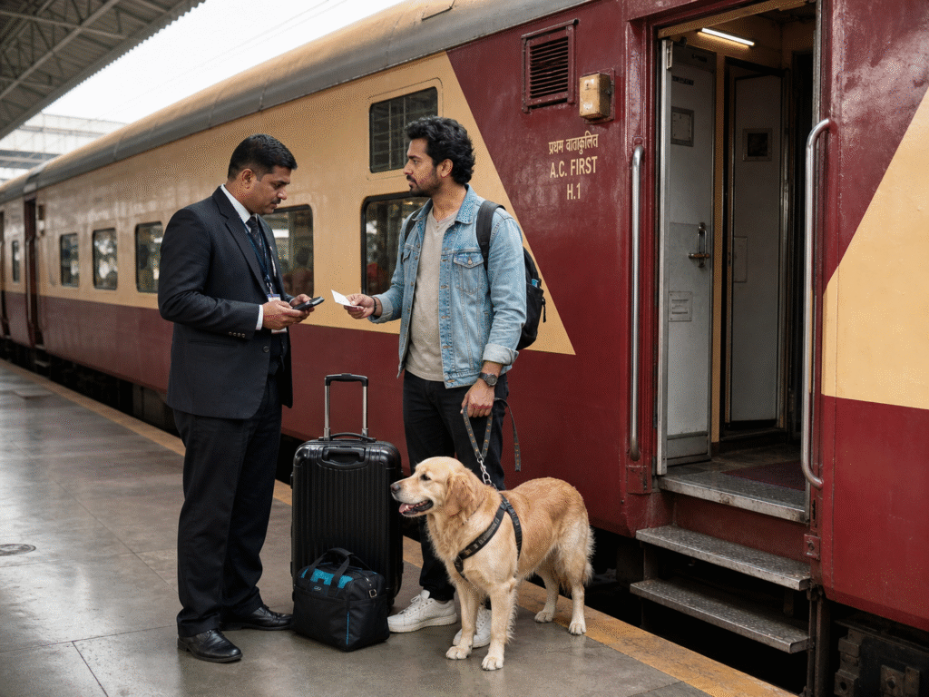 Train Travel with a dog in First AC Coupe