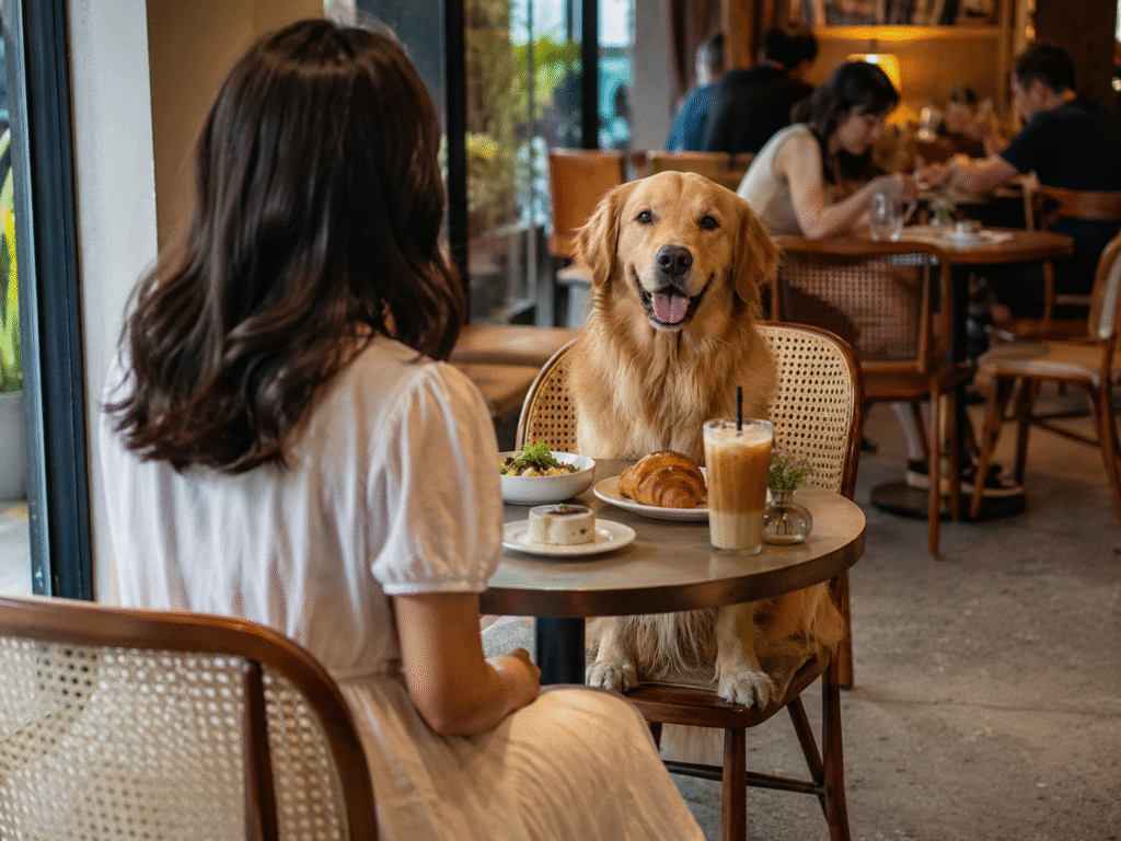 Dog café visit with a fury companion