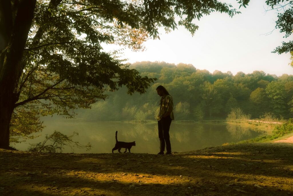 A lakeside view of a quiet summer escape near Delhi with pets