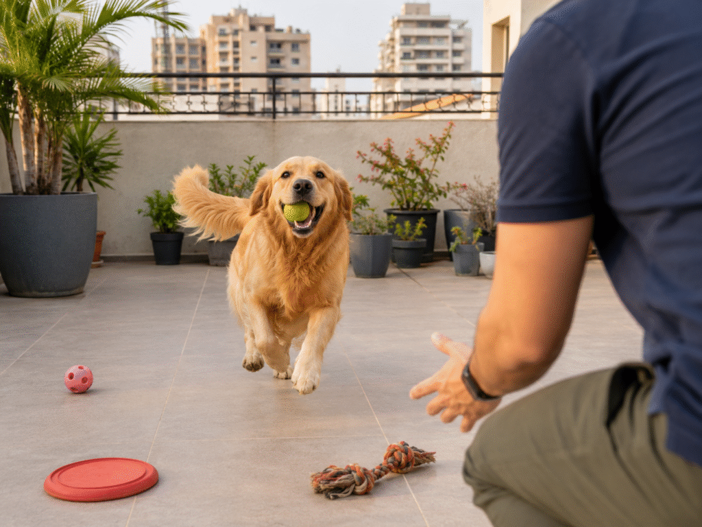 Terrace time is a good alternative when reaching dog parks in Delhi is not feasible.