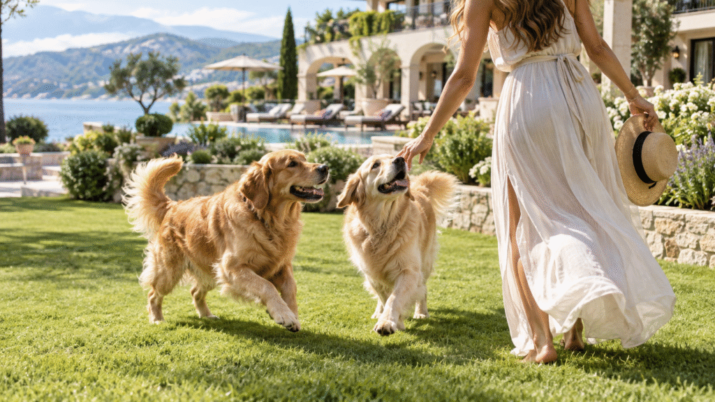 Playful dogs in pet-friendly staycations near Delhi