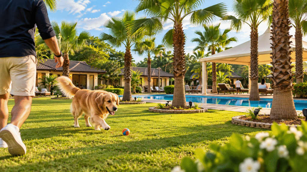 Pet-friendly resorts near Noida have open lawns for pets