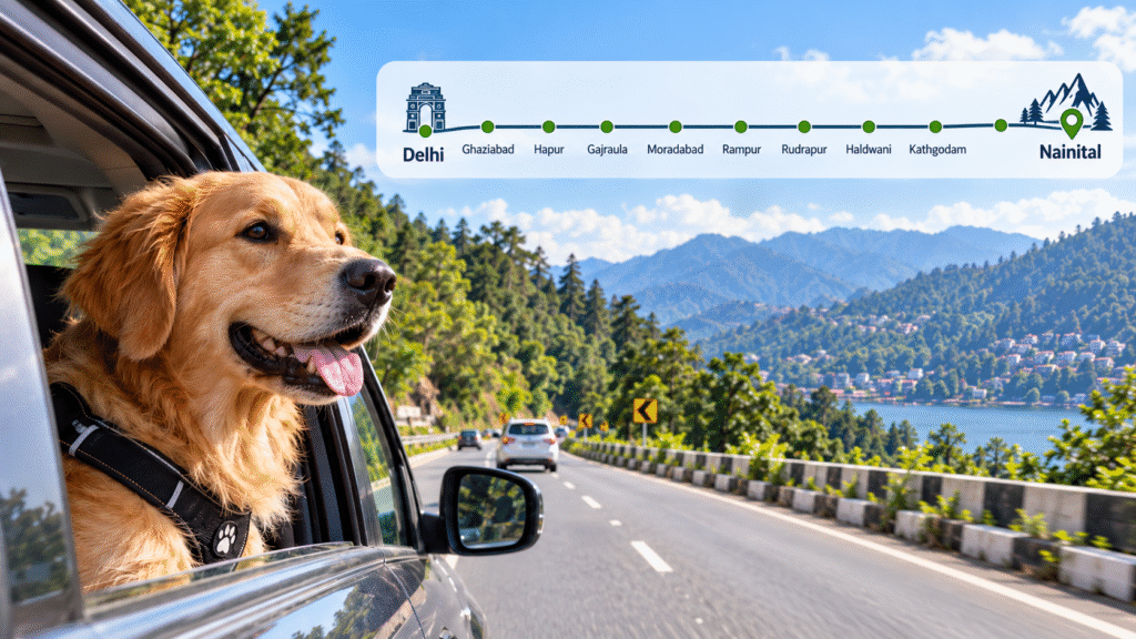 Best Route from Delhi to Nainital with a dog.